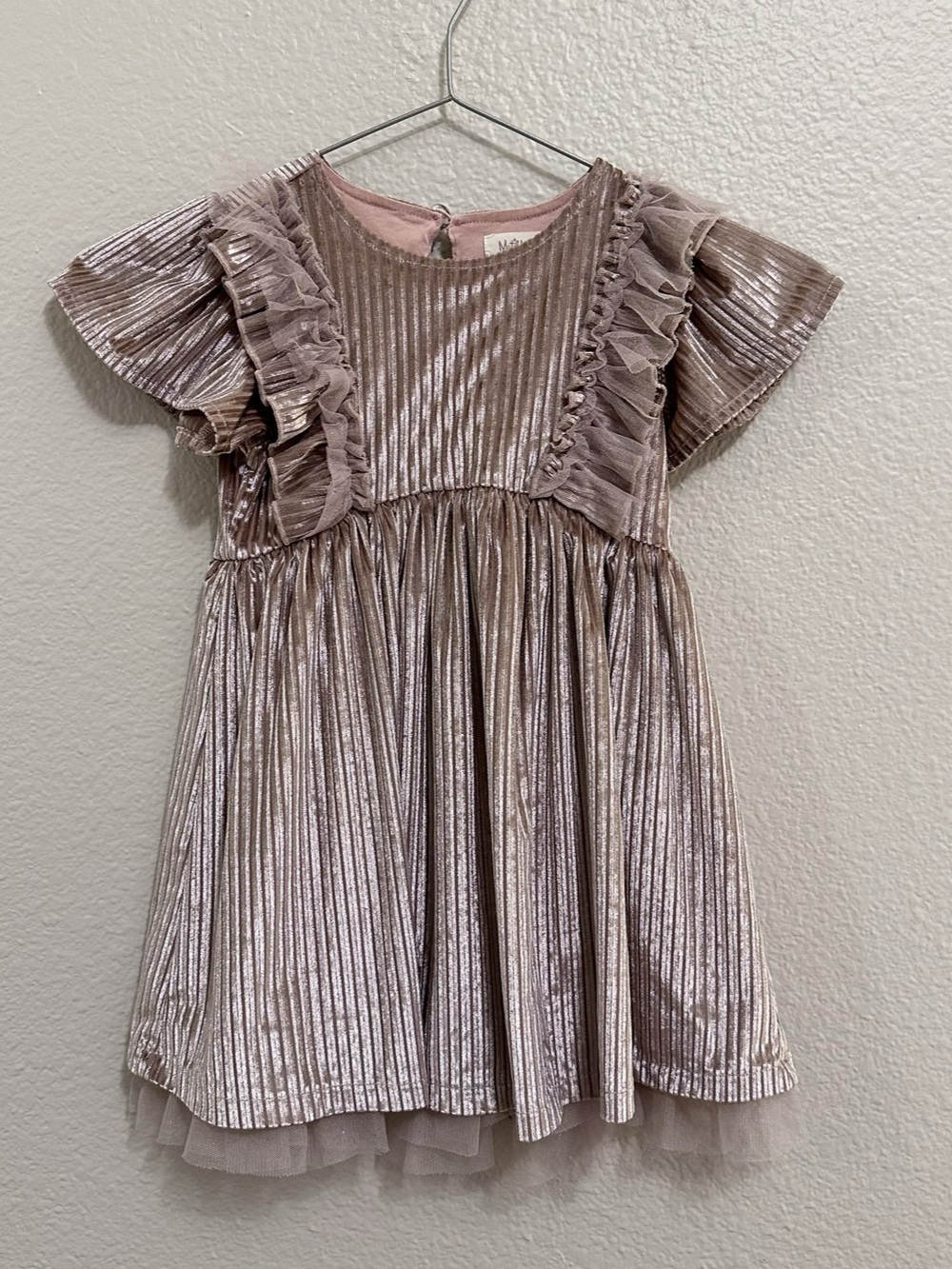 Matilda Jane Girls Champagne Pleated Ruffle Dress Like New